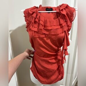 Vintage Bebe Scarlet Ruffle Mini Dress